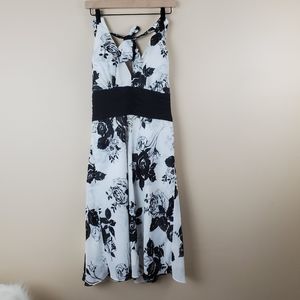 WHBM Floral Halter Dress black white classic glam